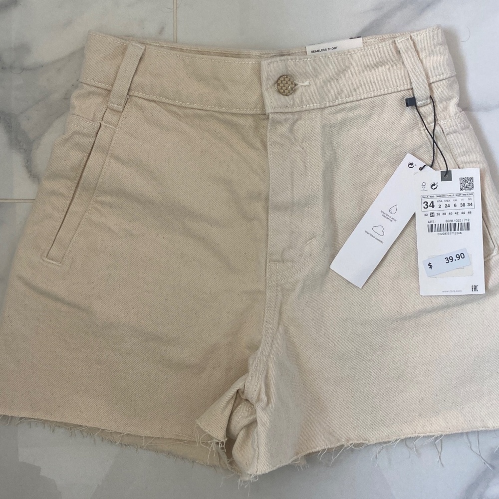 Zara Gold Button Denim Shorts